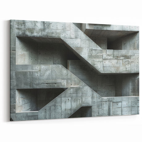Brutalist Wall Art | Raw Concrete Geometric Structure Industrial Print