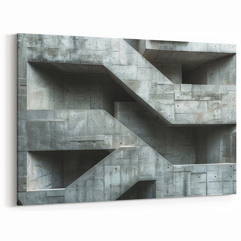Brutalist Wall Art | Raw Concrete Geometric Structure Industrial Print