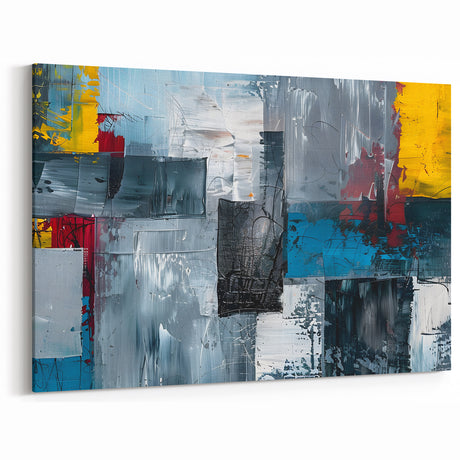 Abstract Brutalist Wall Art | Industrial Geometric Canvas with Bold Colors