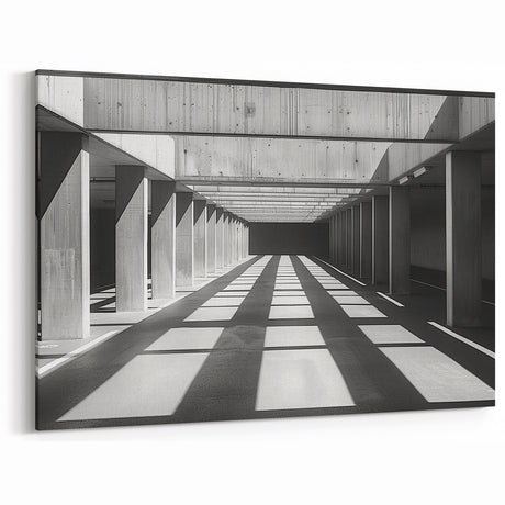 Minimalist Brutalist Wall Art | Geometric Concrete Architecture in Monochrome