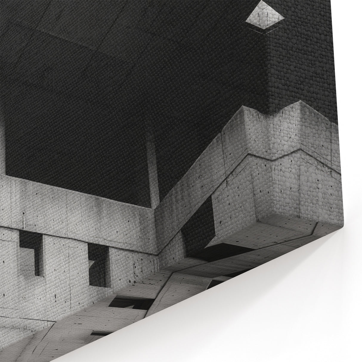 Geometric Brutalist Wall Art | Concrete Architecture in Monochrome