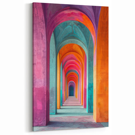 Vibrant Brutalist Wall Art | Colorful Geometric Arches in Concrete Design