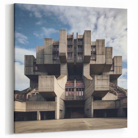 Brutalist Wall Art | Architectural Geometric Design | Industrial Canvas Print