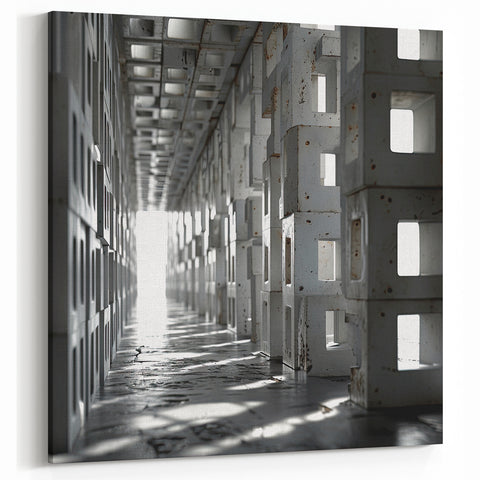 Brutalist Wall Art | Modern Industrial Geometric Tunnel | Concrete Aesthetic