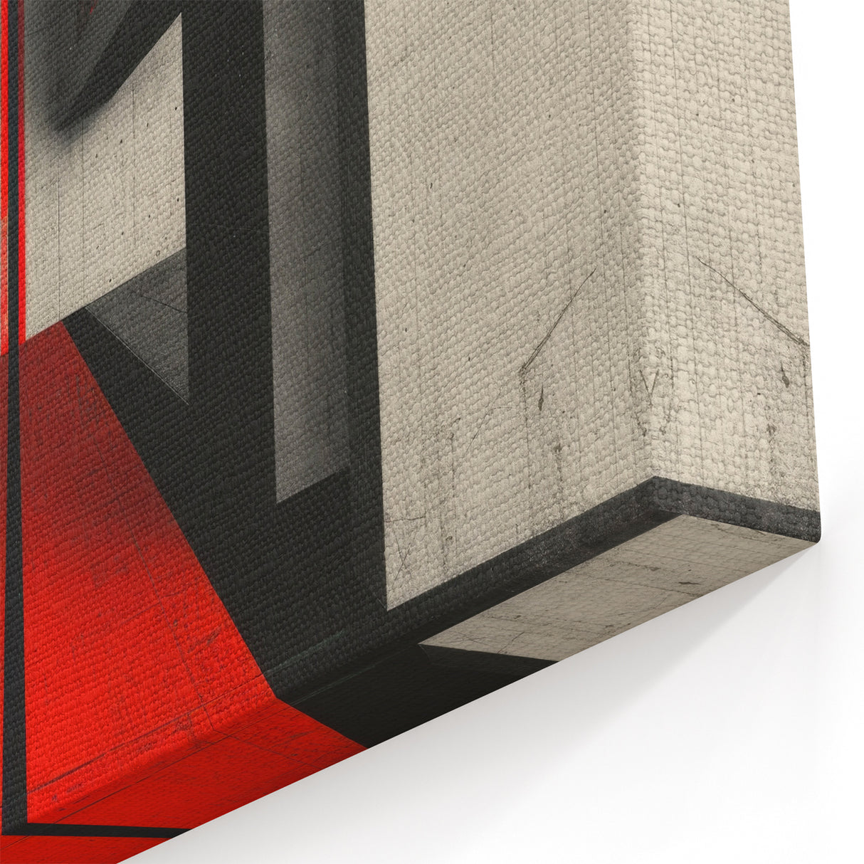 Brutalist Wall Art | Geometric Concrete Structure | Red Abstract Canvas Print