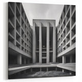 Brutalist Wall Art | Geometric Concrete Architecture | Industrial Canvas