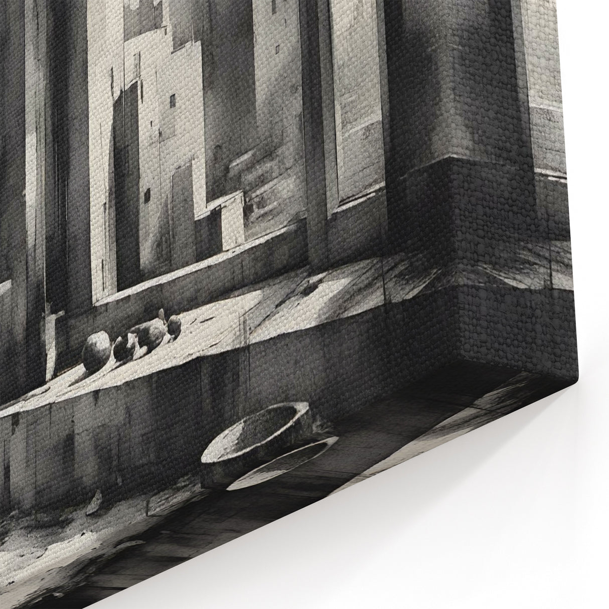 Brutalist Wall Art | Geometric Still Life with Concrete Cityscape | Canvas