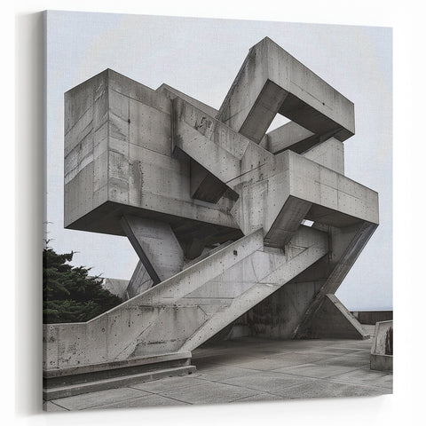 Brutalist Wall Art | Geometric Concrete Structure | Industrial Design Print