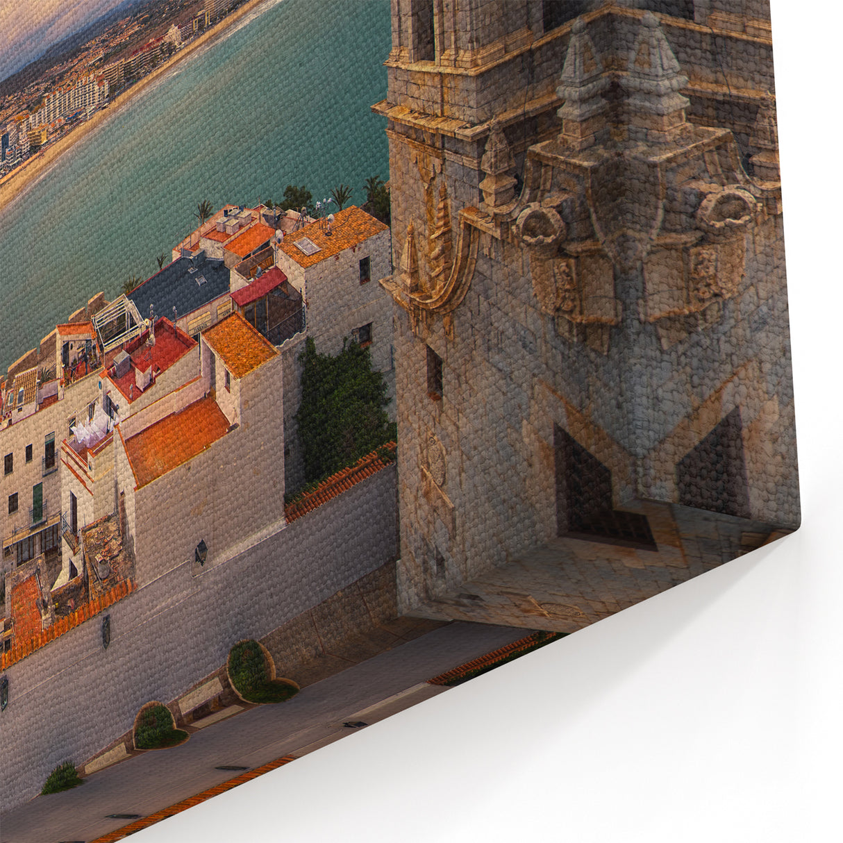 Valencia Cityscape Art - Panoramic Coastal View of Valencia at Sunset