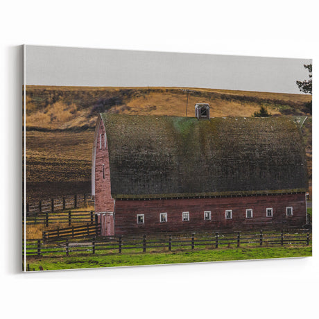 Weathered Red Barn Wall Art | Rustic Farmhouse Decor | Vintage Landscape