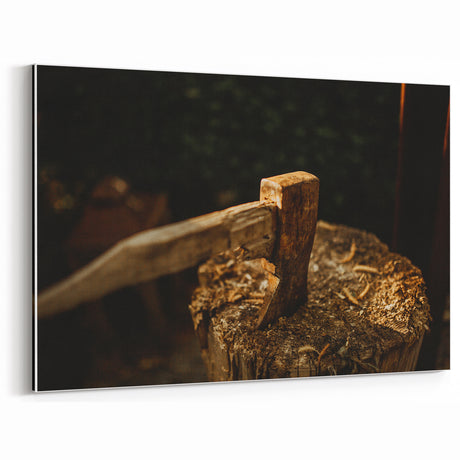 Rustic Axe & Wood Stump Wall Art | Farmhouse Decor | Vintage Rustic Print