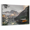 Rustic Mountain Cabin by Lake Wall Art | Farmhouse Decor | Nature Print