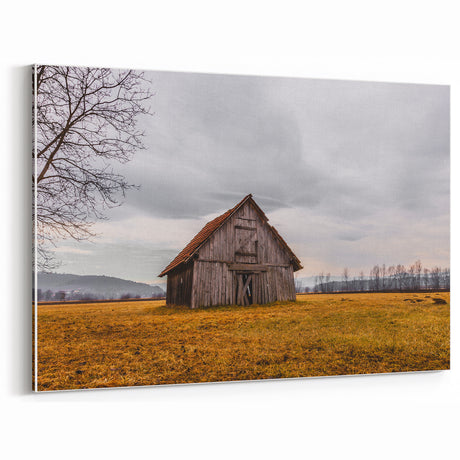 Rustic Barn in Open Field Wall Art | Farmhouse Decor | Vintage Landscape