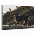 Lone Cow at Dusk Wall Art | Rustic Farmhouse Animal Decor | Nature Print
