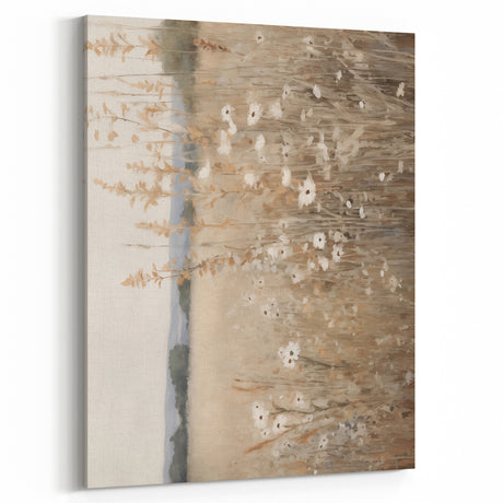 Minimalist Landscape Art: Soft Field of Wildflowers in Neutral Tones