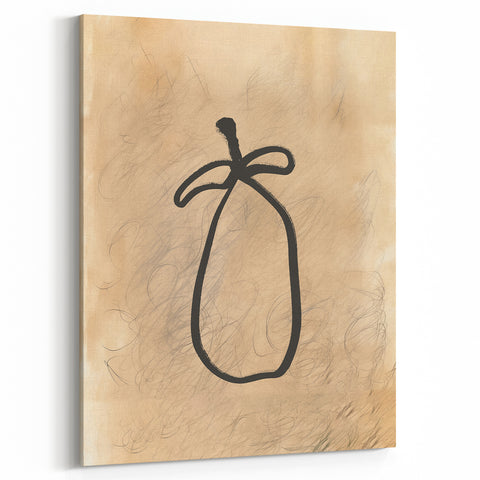 Minimalist Abstract Line Art: Organic Shape with Neutral Background