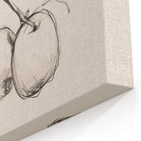 Minimalist Botanical Line Art: Sketch of Apples on Branch in Neutral Tones