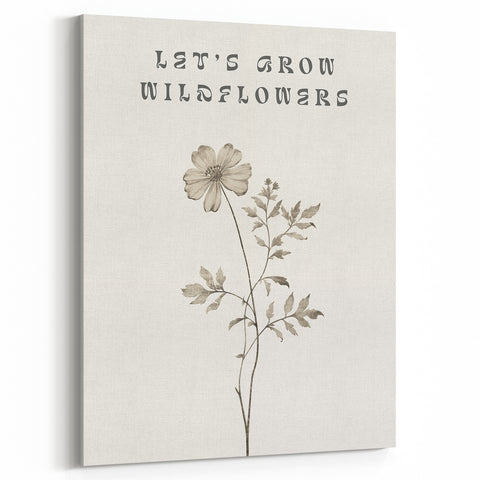 Minimalist Botanical Art: "Let’s Grow Wildflowers" Modern Floral Print