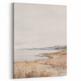 Minimalist Landscape Art: Tranquil Coastal Scene in Neutral Tones