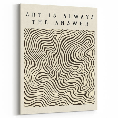 Minimalist Abstract Art: "Art is Always the Answer" Wavy Line Design