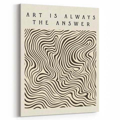 Minimalist Abstract Art: "Art is Always the Answer" Wavy Line Design