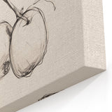 Minimalist Botanical Art: "Homegrown Fruit" Apple Branch Sketch in Neutral Tones