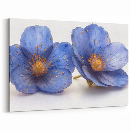 Glamorous Blue Floral Wall Art – Chic Luxury Botanical Decor