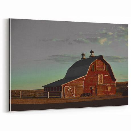 Red Barn at Sunset Rustic Wall Art - Farmhouse Country Decor