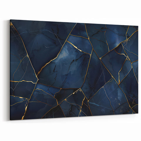 Glamorous Blue and Gold Abstract Wall Art – Luxury Modern Decor