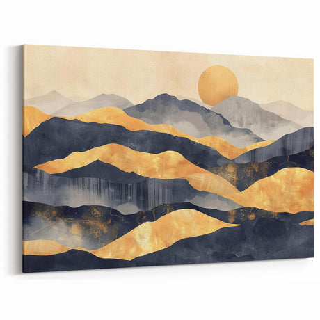 Glamorous Golden Mountain Wall Art – Luxury Modern Landscape Decor