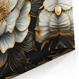 Glamorous Black and Gold Floral Wall Art – Luxury Modern Botanical Decor