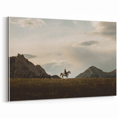 Rustic Cowboy in Mountain Landscape - Vintage Western Wall Art - Farmhouse Decor