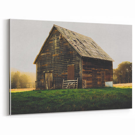 Rustic Barn at Sunrise - Vintage Wall Art - Farmhouse Decor Landscape
