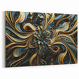 Glamorous Black, Gold, and Teal Floral Wall Art – Luxury Modern Decor
