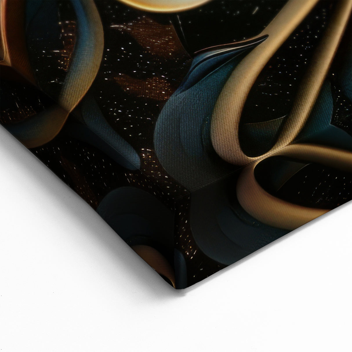 Glamorous Black, Gold, and Teal Floral Wall Art – Luxury Modern Decor