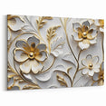 Glamorous White and Gold Floral Wall Art – Luxury Modern Decor