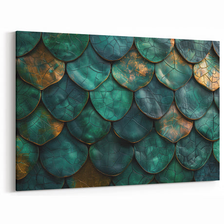 Glamorous Green and Gold Abstract Leaf Wall Art – Luxury Modern Decor