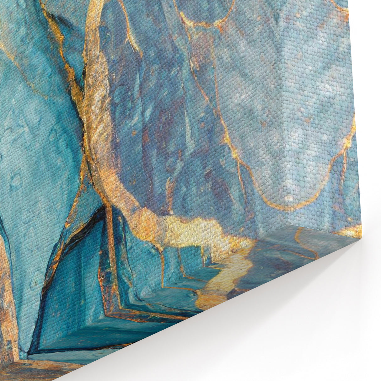Teal & Gold Marble Abstract Art – Luxurious Glam Wall Décor Statement