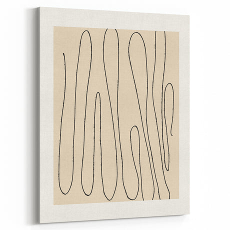 Minimalist Abstract Line Art – Modern Black and Beige Wall Art for Home Decor