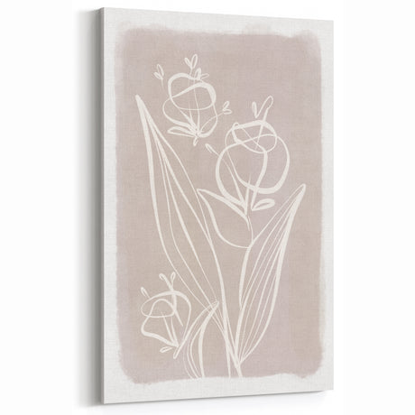 Mid Century Modern Floral Art - Minimalist Geometric Wall Decor - Vintage