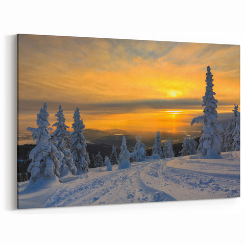 Montana Wall Art - Winter Sunset Montana Canvas Prints Scenic Art