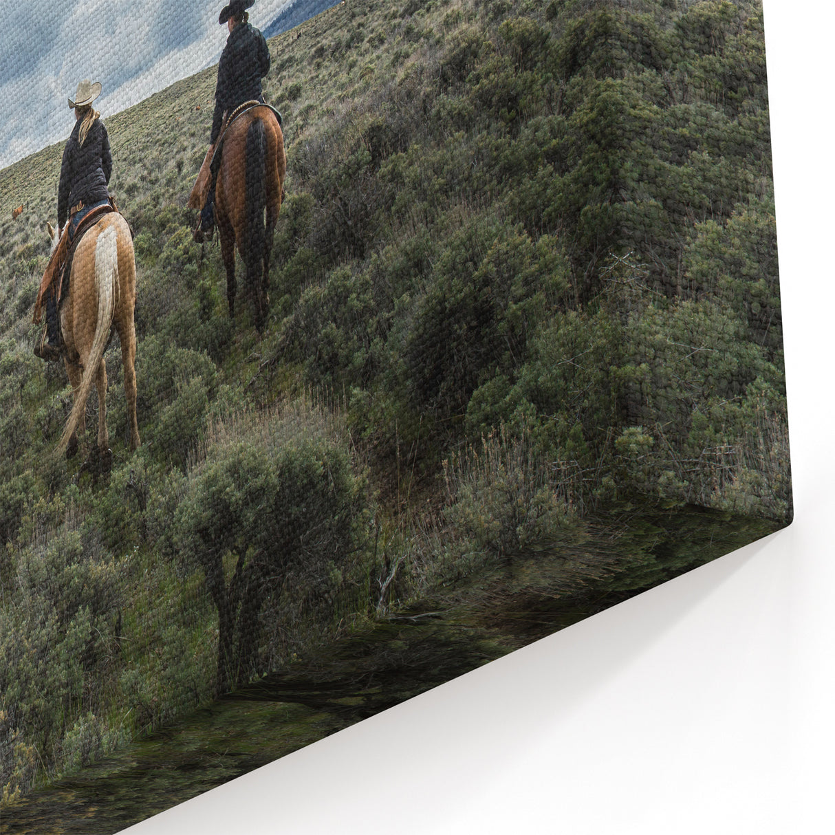 Montana Mountain Art - Cowboy Horseback Riding Landscape Custom Art