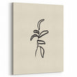 Minimalist Wall Art – Black Line Plant Drawing on Beige Canvas