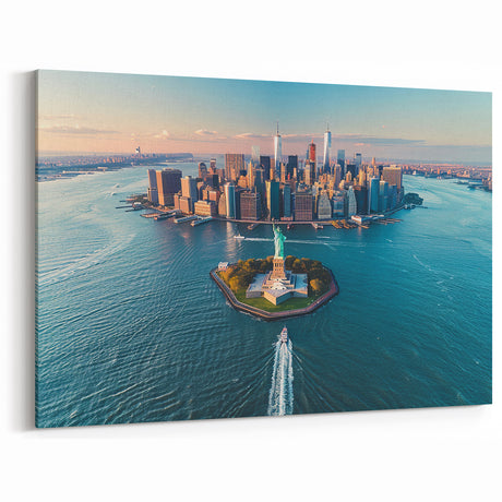 Ellis Island Historical Posters - Aerial View of New York City Skyline Wall Art