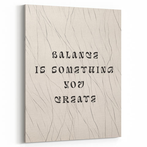 Minimalist Quote Wall Art – "Balance is Something You Create" with Abstract Lines