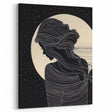 Minimalist Silhouette Art – Woman in Moonlight with Flowing Lines