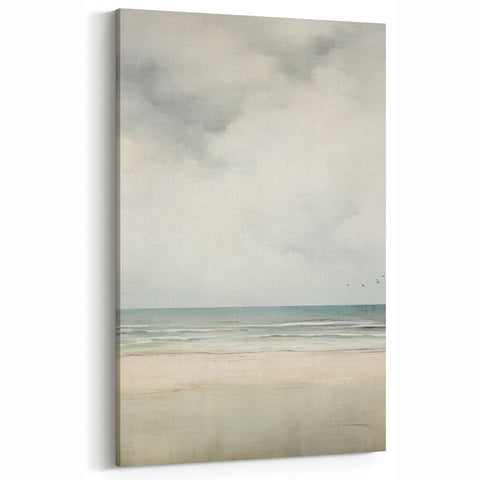 Minimalist Seascape Art – Calm Ocean and Sky in Soft Tones