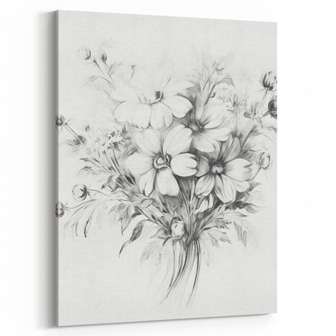 Minimalist Floral Sketch – Detailed Pencil Drawing of Flowers