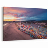 Santa Cruz Boardwalk Sunset Wall Art - California Coastal Canvas Prints