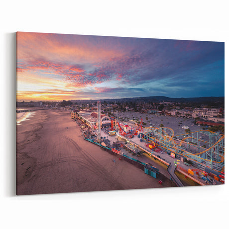 Santa Cruz Boardwalk Sunset Wall Art - California Coastal Canvas Prints
